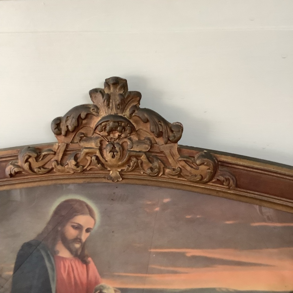 Jesus Lamb Print Gorgeous Antique Wood Oval Frame - Picture 4 of 8